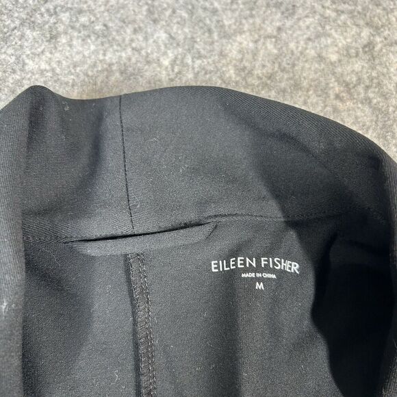Eileen Fisher Blazer Cardigan Women’s Medium Open Front Black Stretch Career - Picture 3 of 9